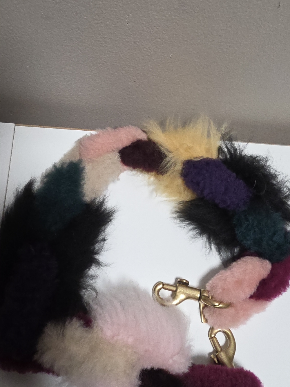 Coach Multicolor Faux Fur Strap with Gold Hardware